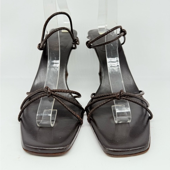 Gucci By Tom Ford Dark Brown Leather knotted Strappy Bamboo Heel sandals 9.5 - Picture 2 of 10
